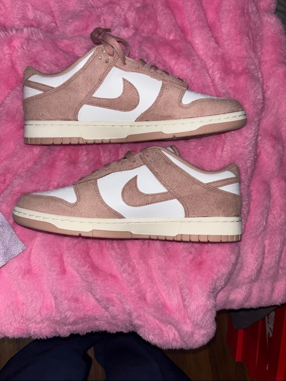 Nike Dunk Low Pink Suede & White Leather with Cream Midsole